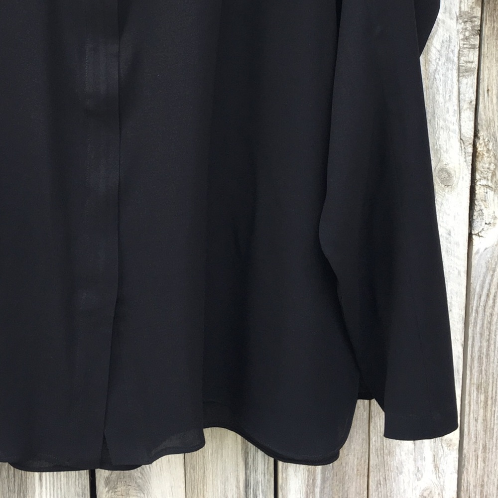 About Design Corp 100% Silk Tunic Blouse Black 12 - Picture 4 of 8